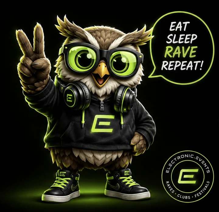 Eat. Sleep. Rave. Repeat. — Electronic Events Maskottchen